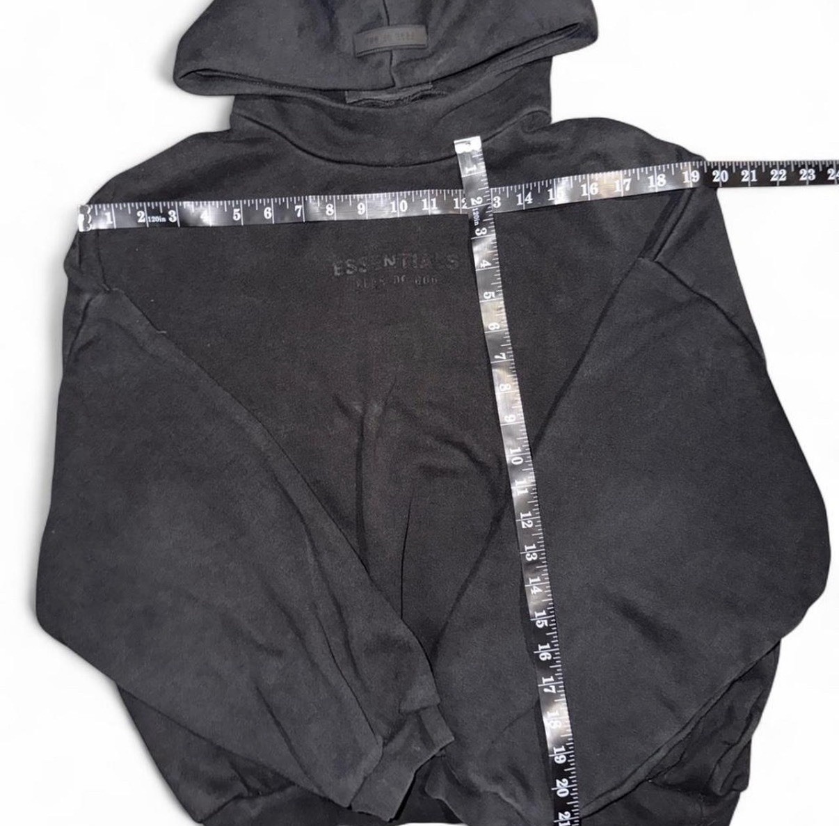 Essentials Fear of God Black Logo Pullover Hoodie Men’s S Cotton Blend