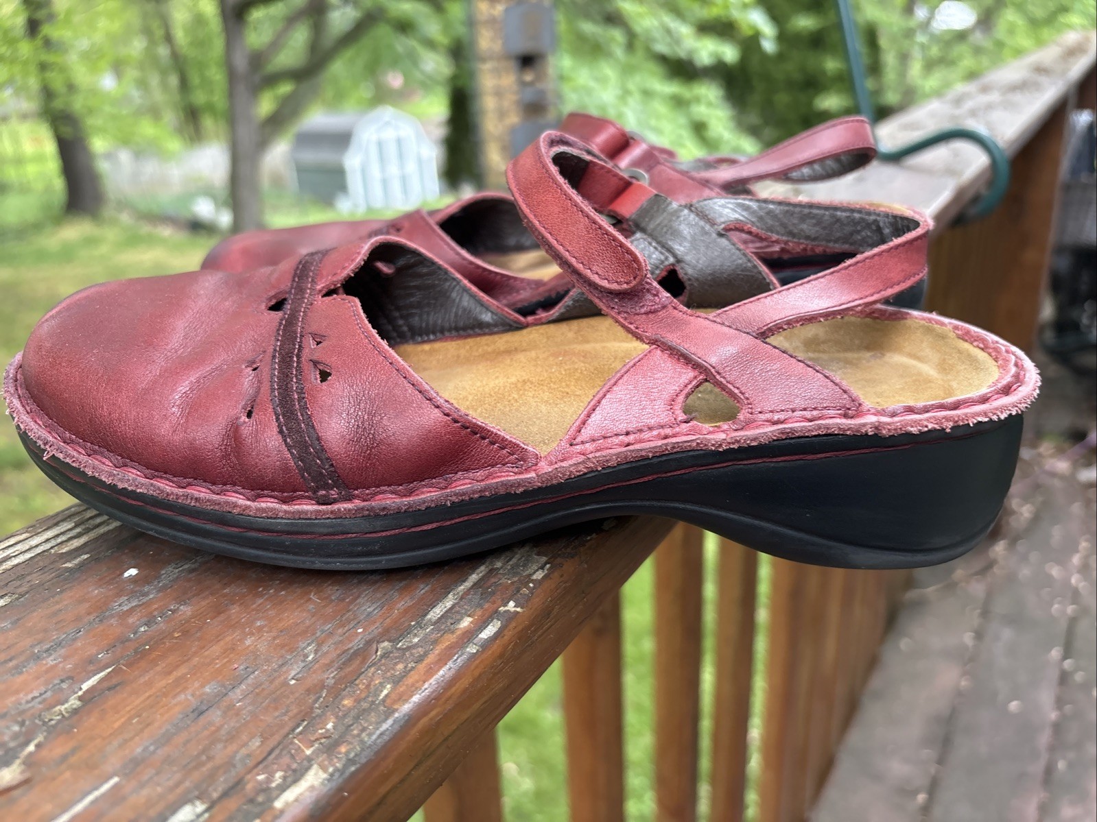 Naot Shoes 39 US 8 Gardenia Sandals Slingback Mary Jane Israel Red Burgundy
