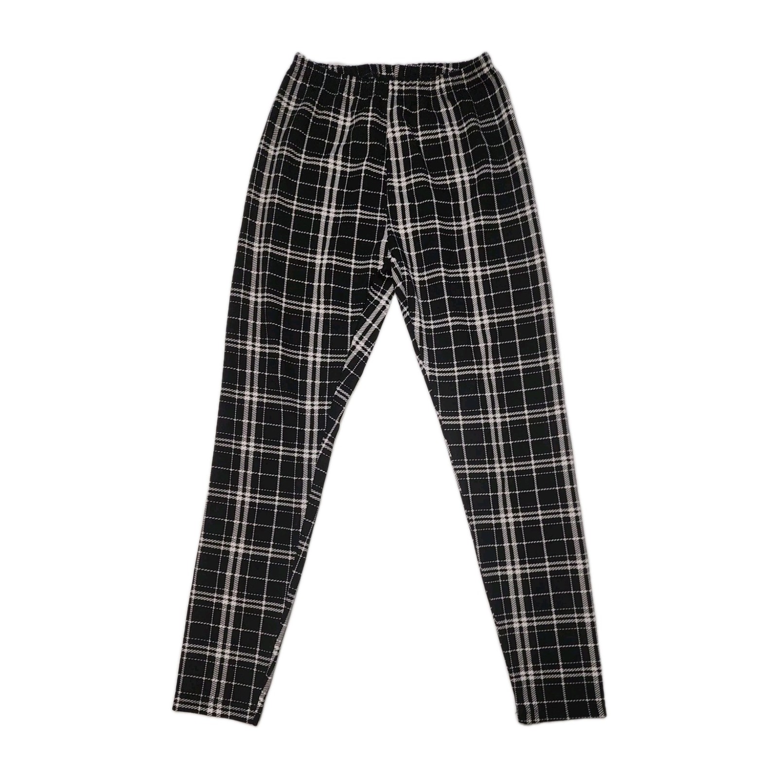 Shein Skinny High Rise Plaid Leggings Pant Black White Size S Checkered