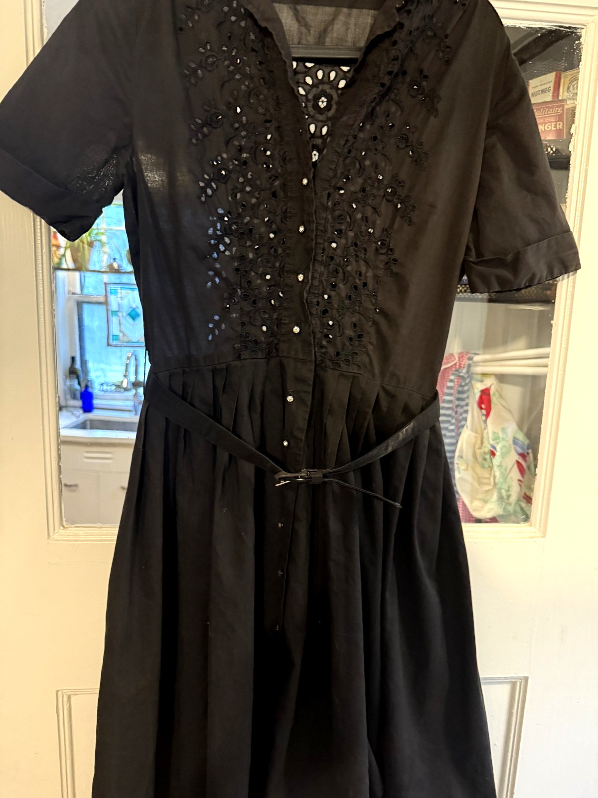 Vintage 1940’s 50’s Bllack Eyelet Dress Bust 38 Waist 25 Cay Artley