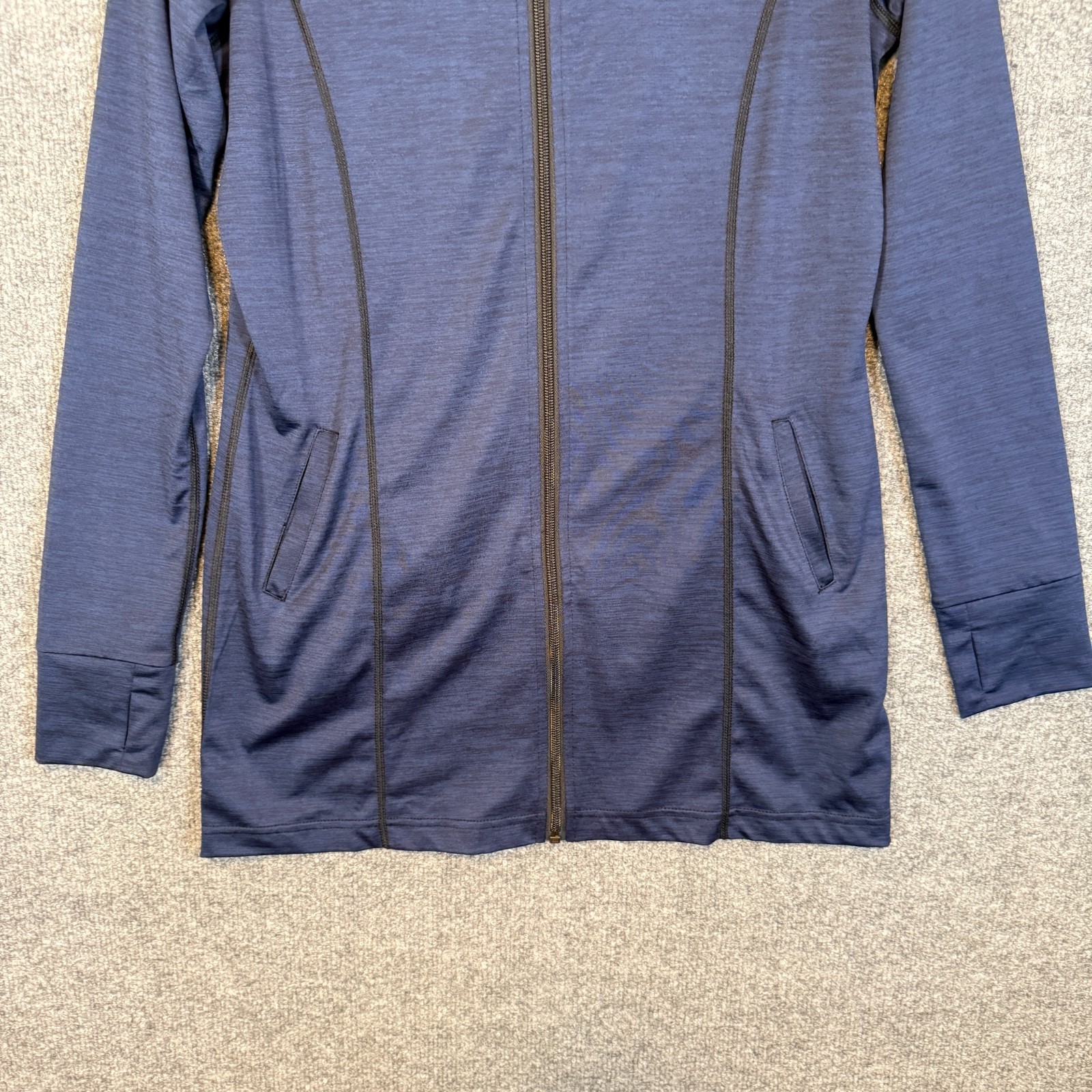 Ruby Ribbon Shirt Womens Small Blue Zip Up Hooded Sweatshirt Shapewear