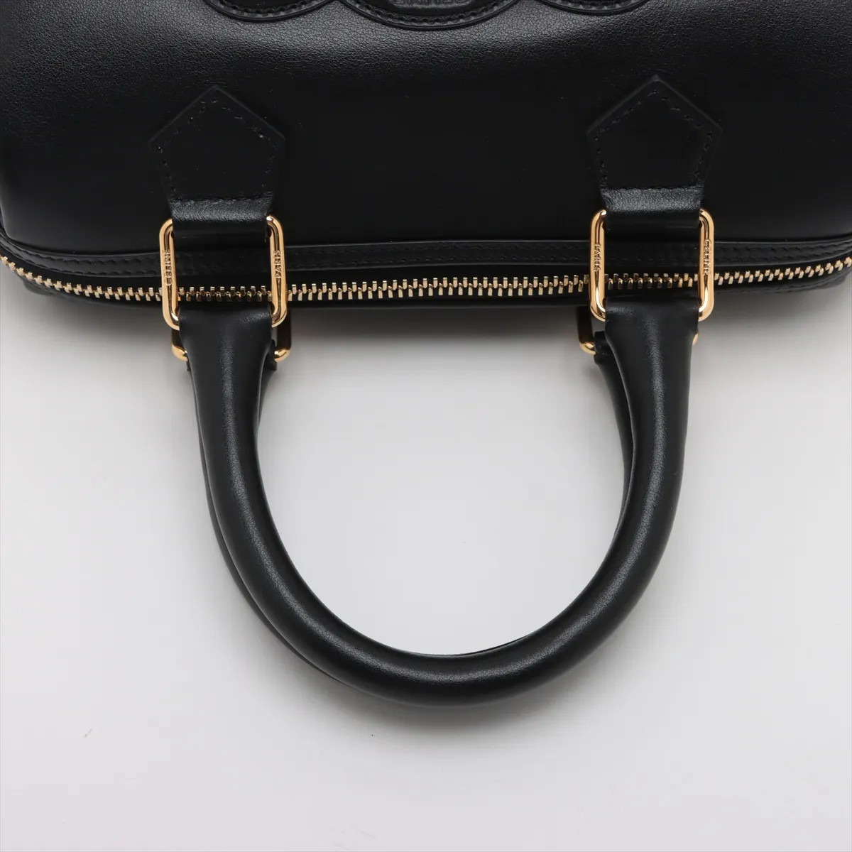 Celine Cuir Triomphe Small Boston Leather 2 Way Handbag Black