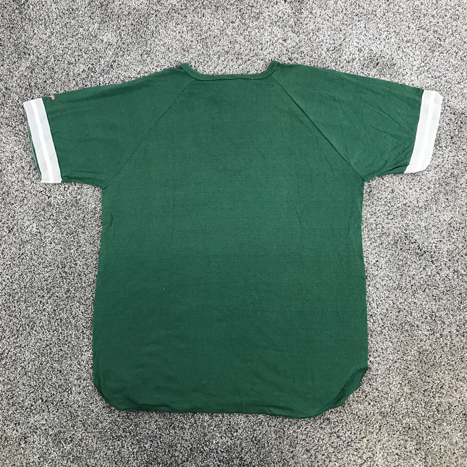 Vintage Rawlings Shirt Mens Large Green Henley Baseball Jersey Raglan Gray White