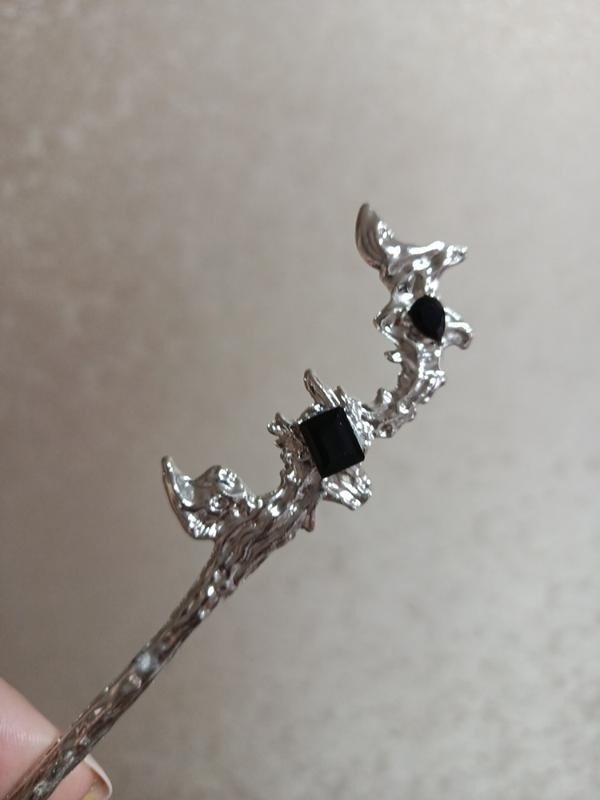Classic Black & Silvery Gothic Crown Branch Hairpin 17 Cm