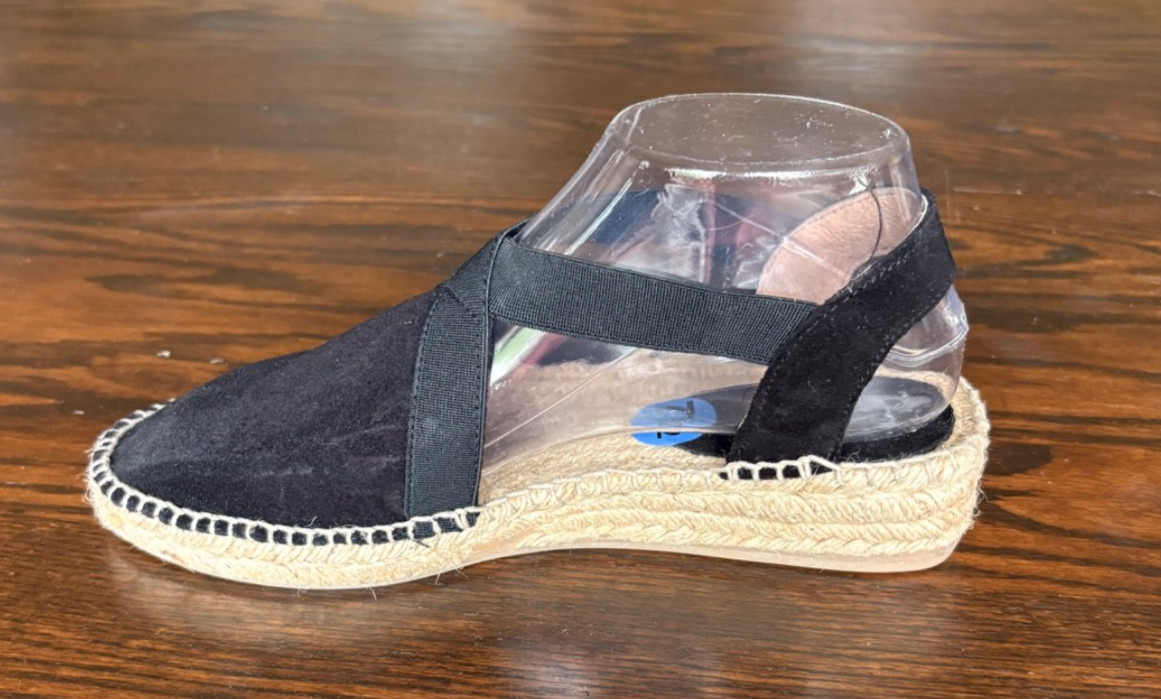 NEW Ladies Black PICON Espadrille Leather Sandals Hand Made in Spain Sz 7.5 – S2