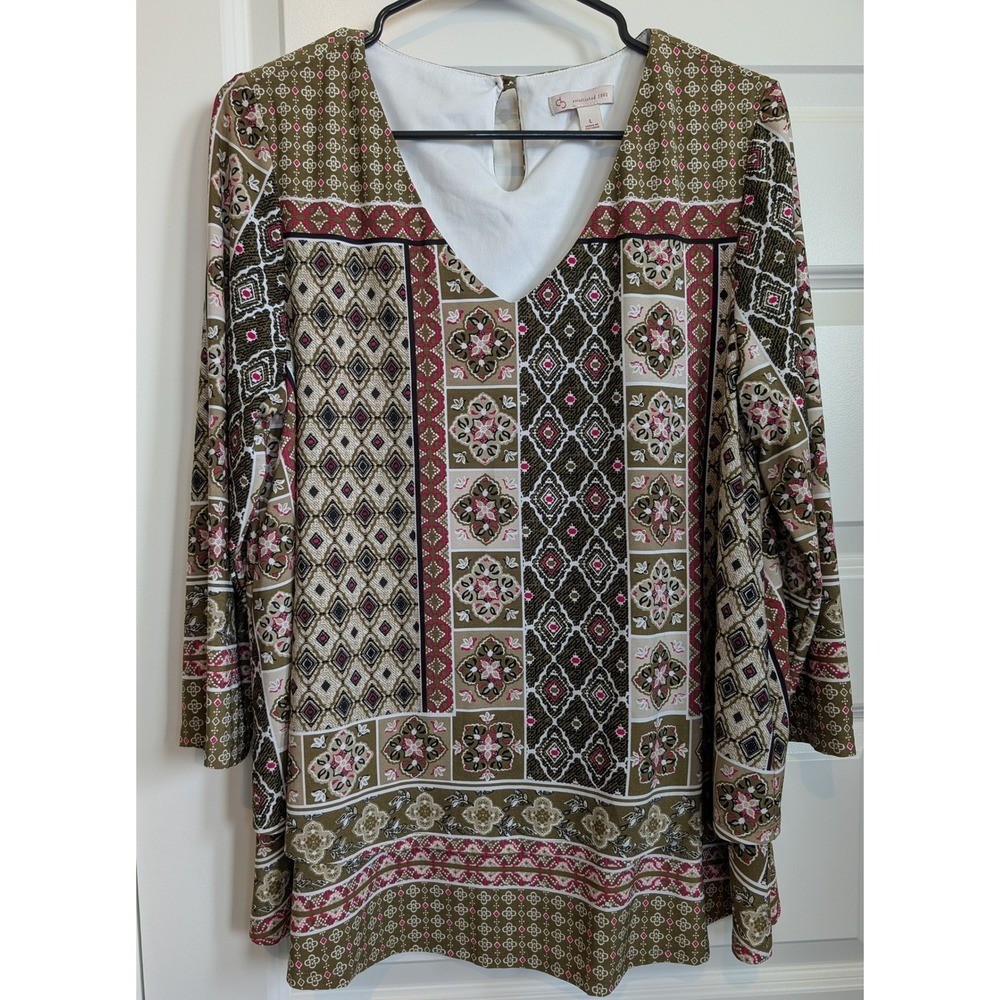 Dress Barn Geometric Patchwork Blouse