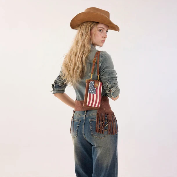 Montana West American Flag RFID Crossbody Phone Wallet