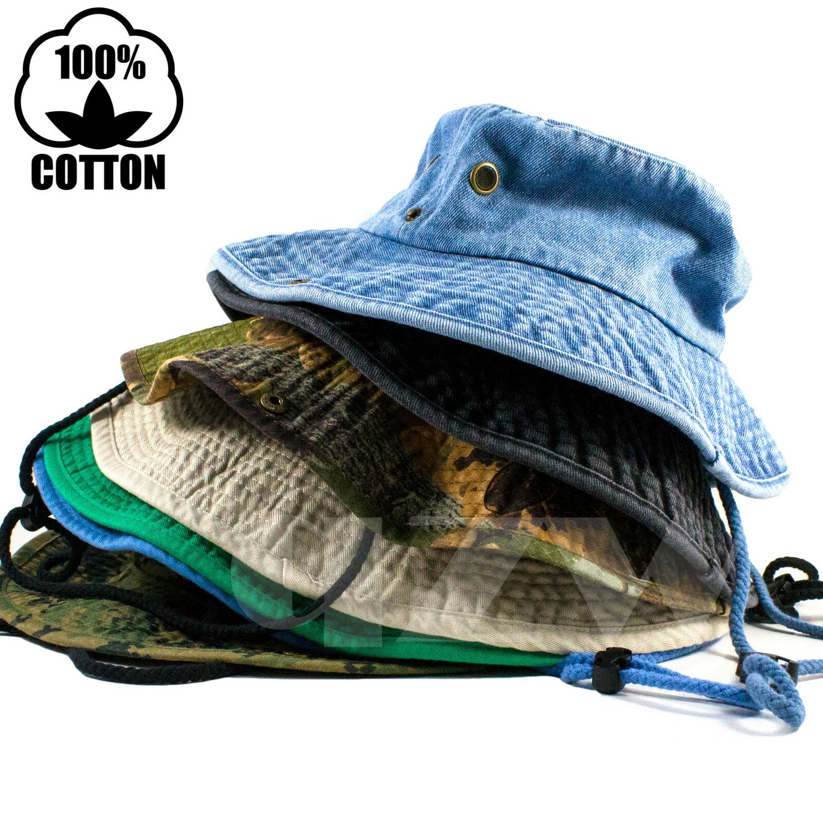 Mens Outdoor Boonie Bucket Hat Fishing Camping Military 100% Cotton Safari Cap