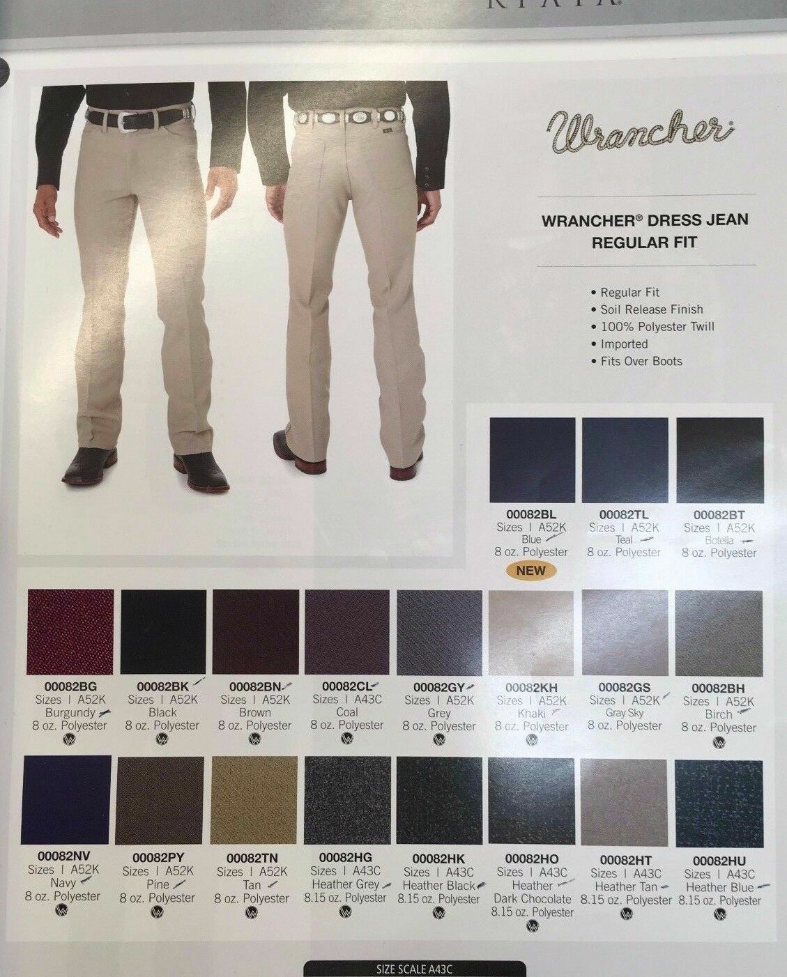 Men’s Wrangler® Wrancher Khaki 82KH Dress Pants Sizes (28-48)