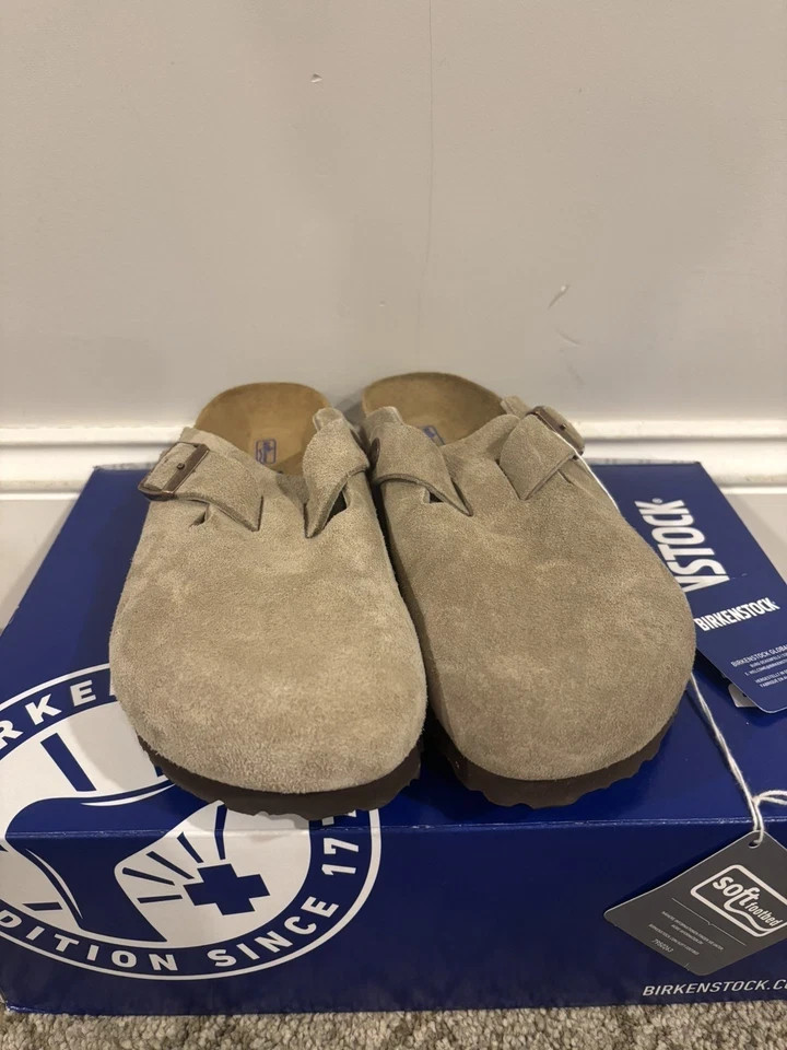 Birkenstock Boston Soft Footbed Suede Leather Clog Shoes – Taupe