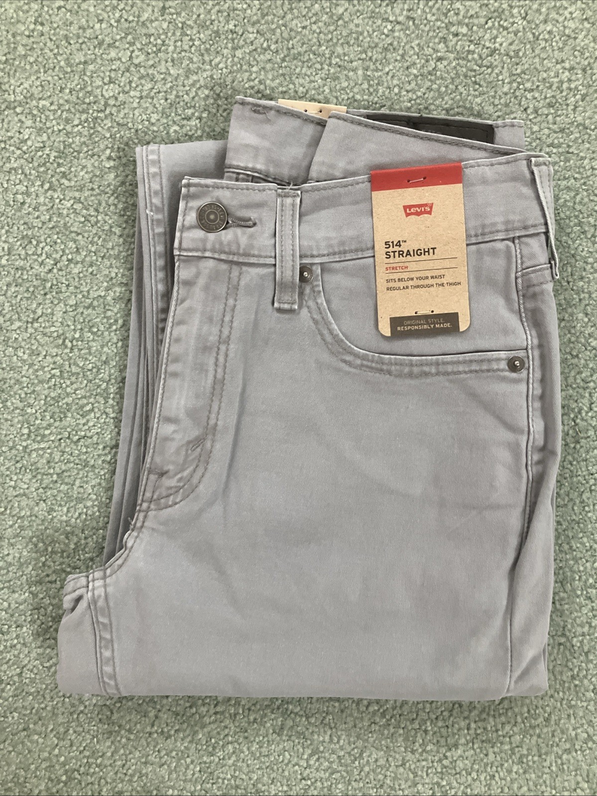 NWT Men’s Levi’s 514 Straight Fit Stretch Sharkskin Gray Pants Size 30”x32”