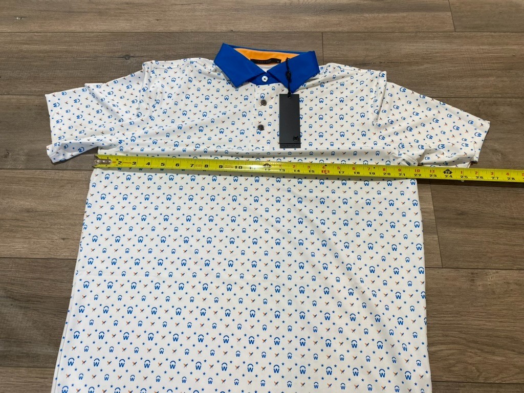 Greyson Golf AOP Workday Mens M All Over Print White Polo Stretch Performance