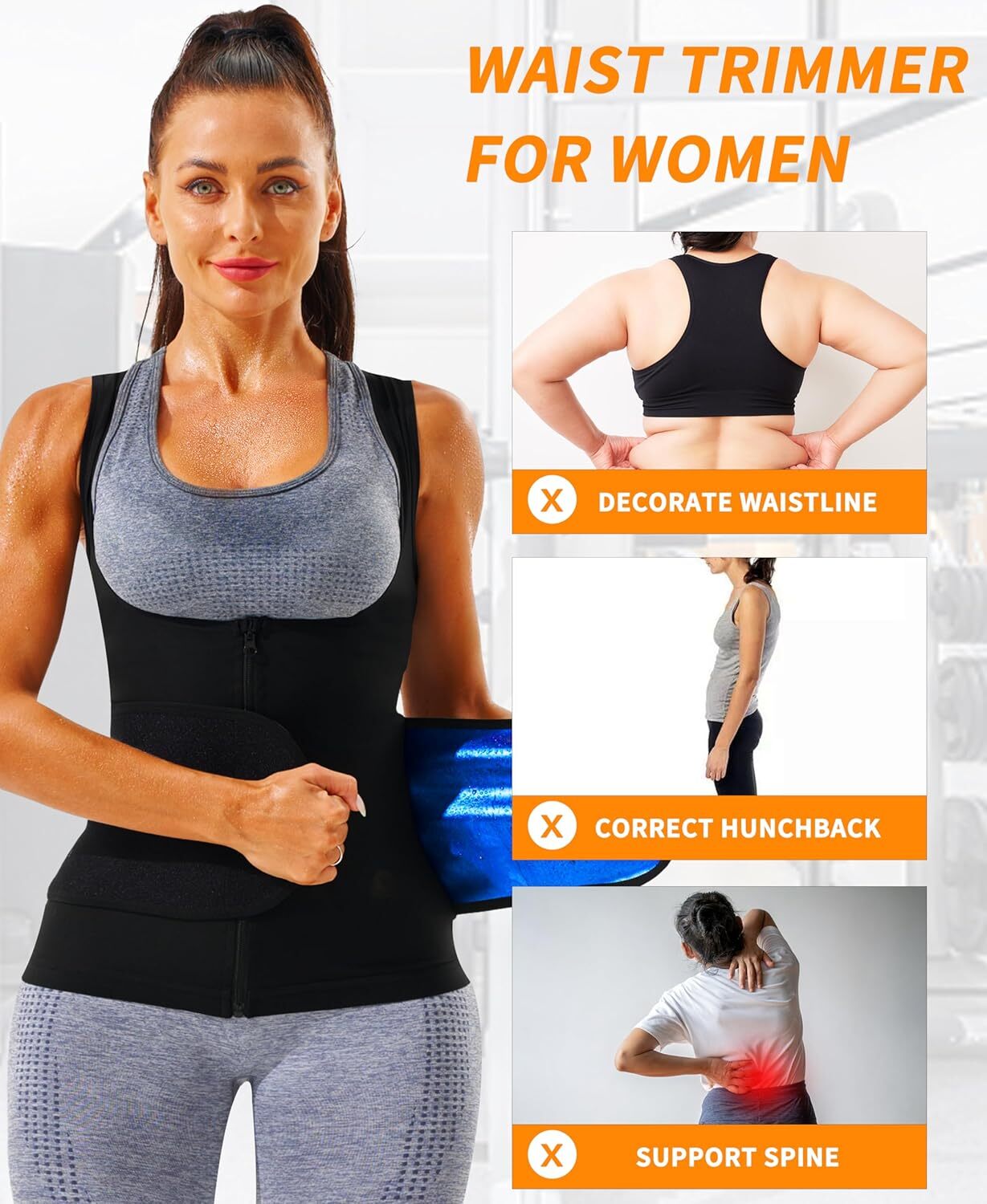Fajas Reductoras Abdomen Para Mujeres Sudar Perder Peso Sauna Suit Tank Top Gym