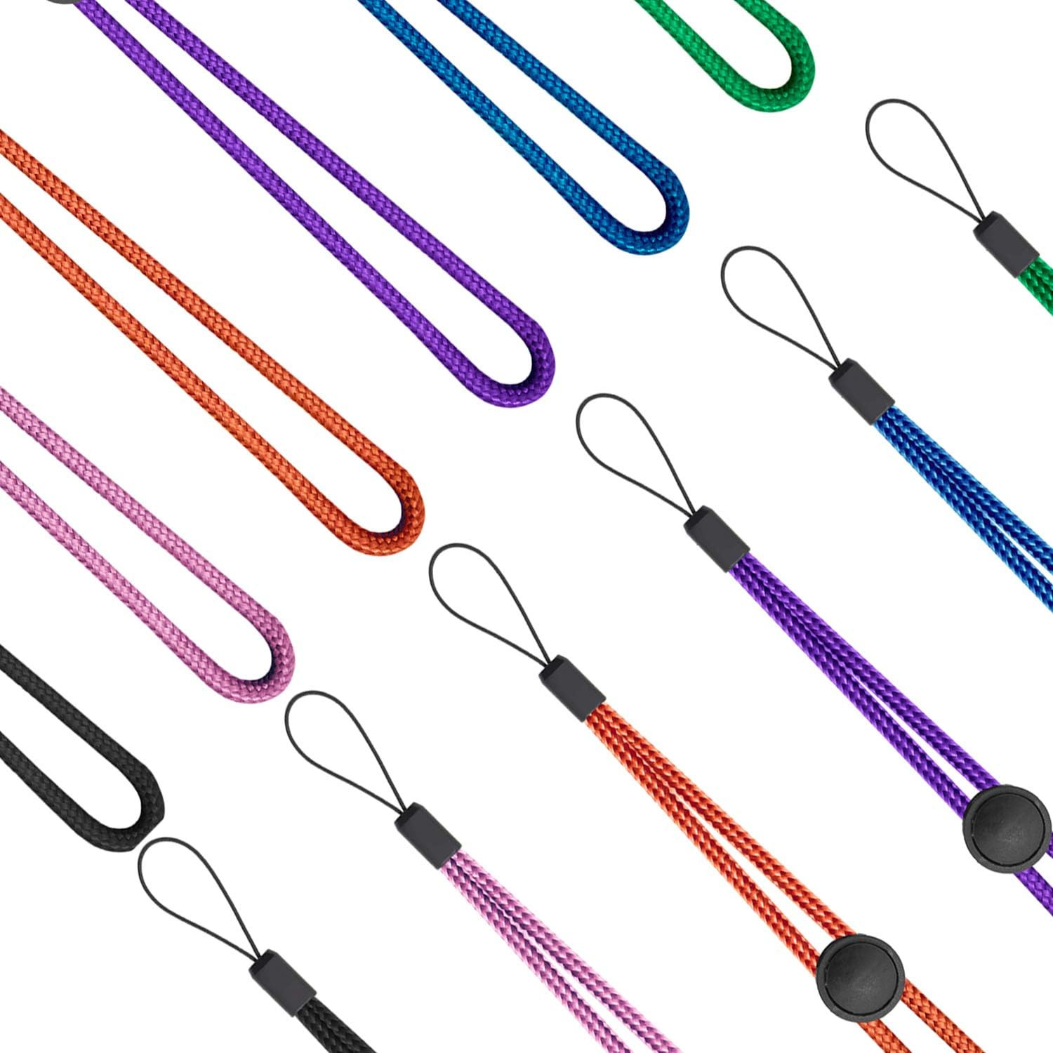 Adjustable 6-Pack Nylon Wrist Lanyards in 6 Colors for Keys, ID, and Accessories