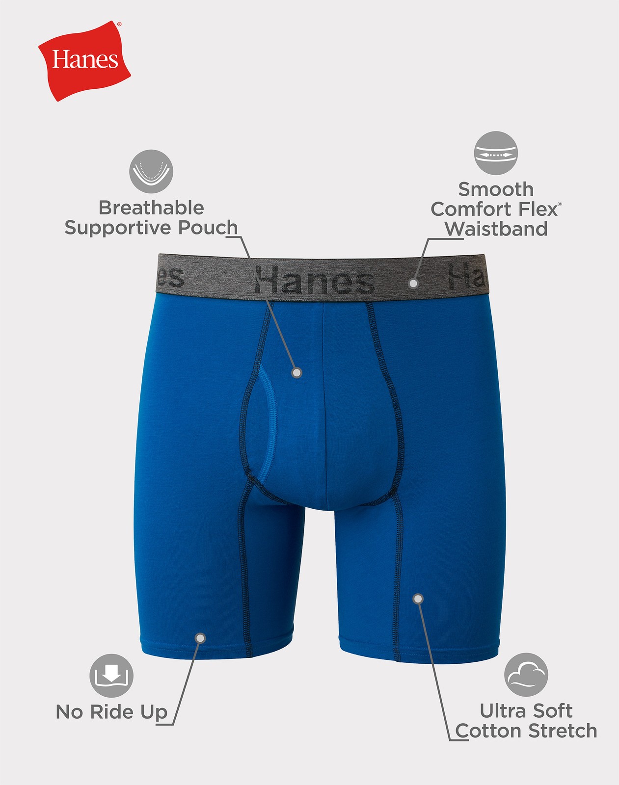 Hanes Men’s 3-Pack Comfort Flex Boxer Briefs Fit Ultra Soft Cotton Stretch Wick