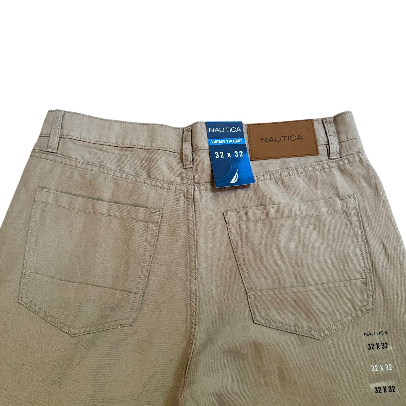 Nautica Mens Straight Fit Lightweight Soft Linen Blend 5 Pocket Flat Front Pants
