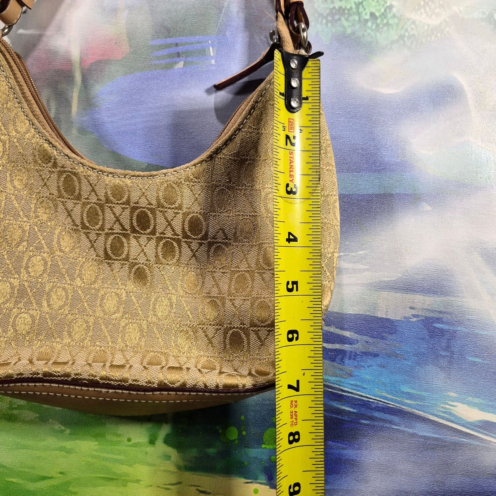 XOXO Vintage Monogram Jacquard Hobo Shoulder Bag with Orange Lining