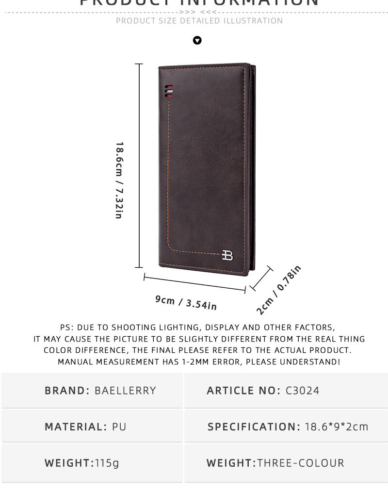 RFID Blocking Men Long Bifold Wallet Money Clip Leather Purse Multi-Card Holder