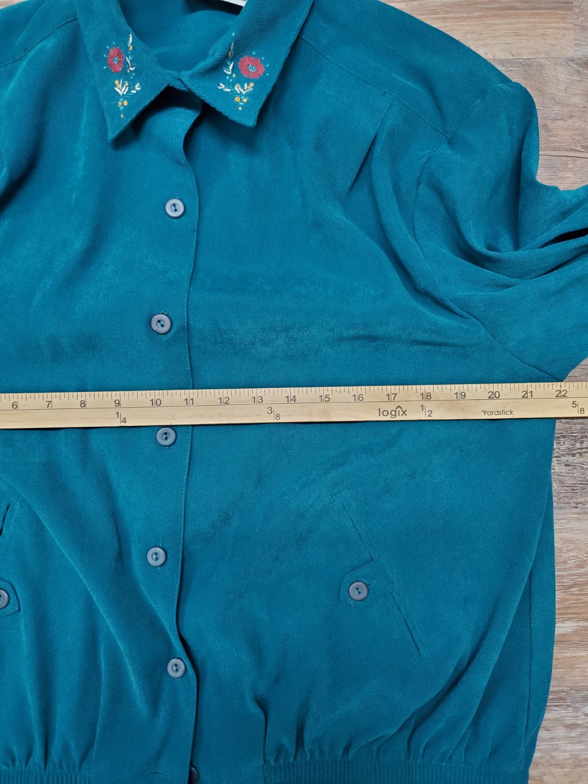 Adeline Alfred Dunner Shirt Size 10 Button Up Blue Teal Floral Polyester Spandex
