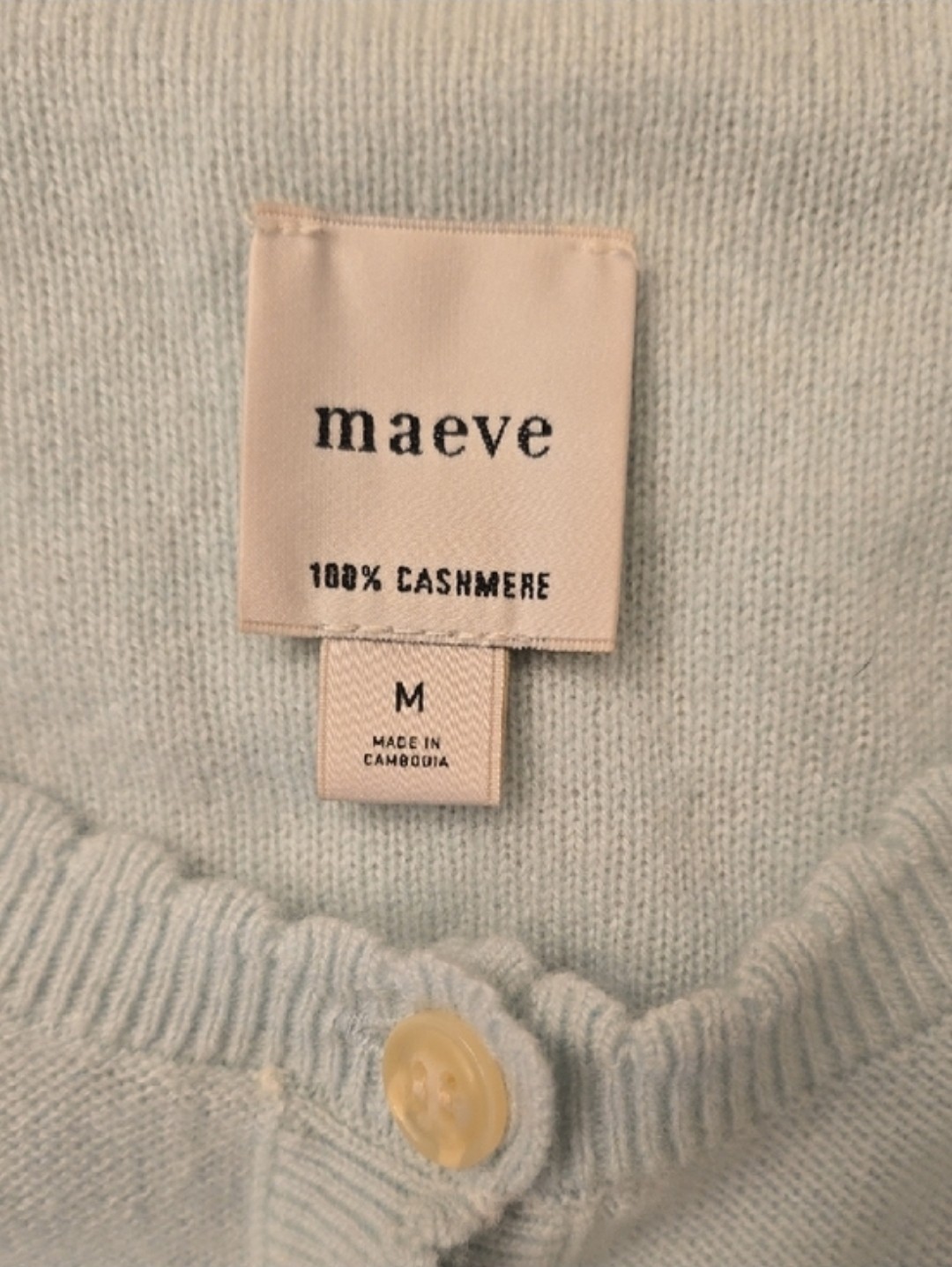 Maeve Women’s M Blue Knit Cashmere Crew Neck Short Sleeve Button Cardigan