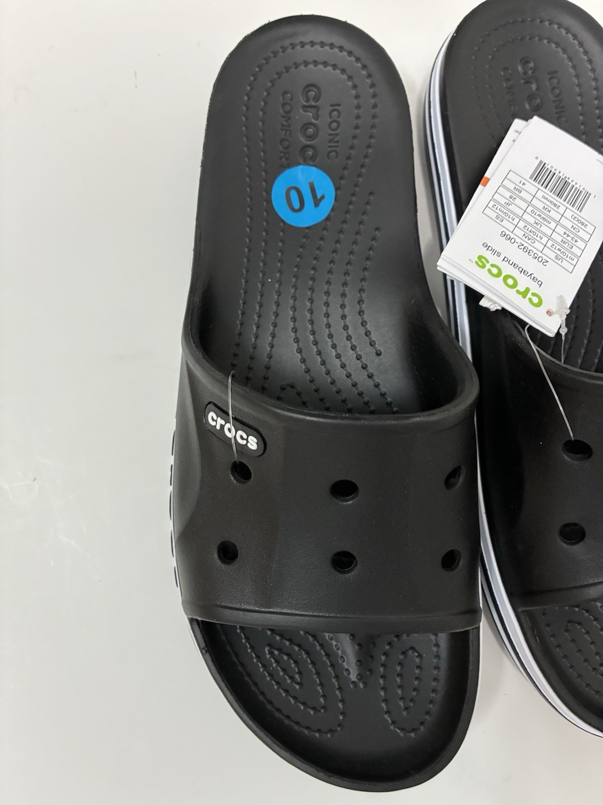 Crocs Men and Women’s Bayaband Black Slide Sandals Mens Size 10