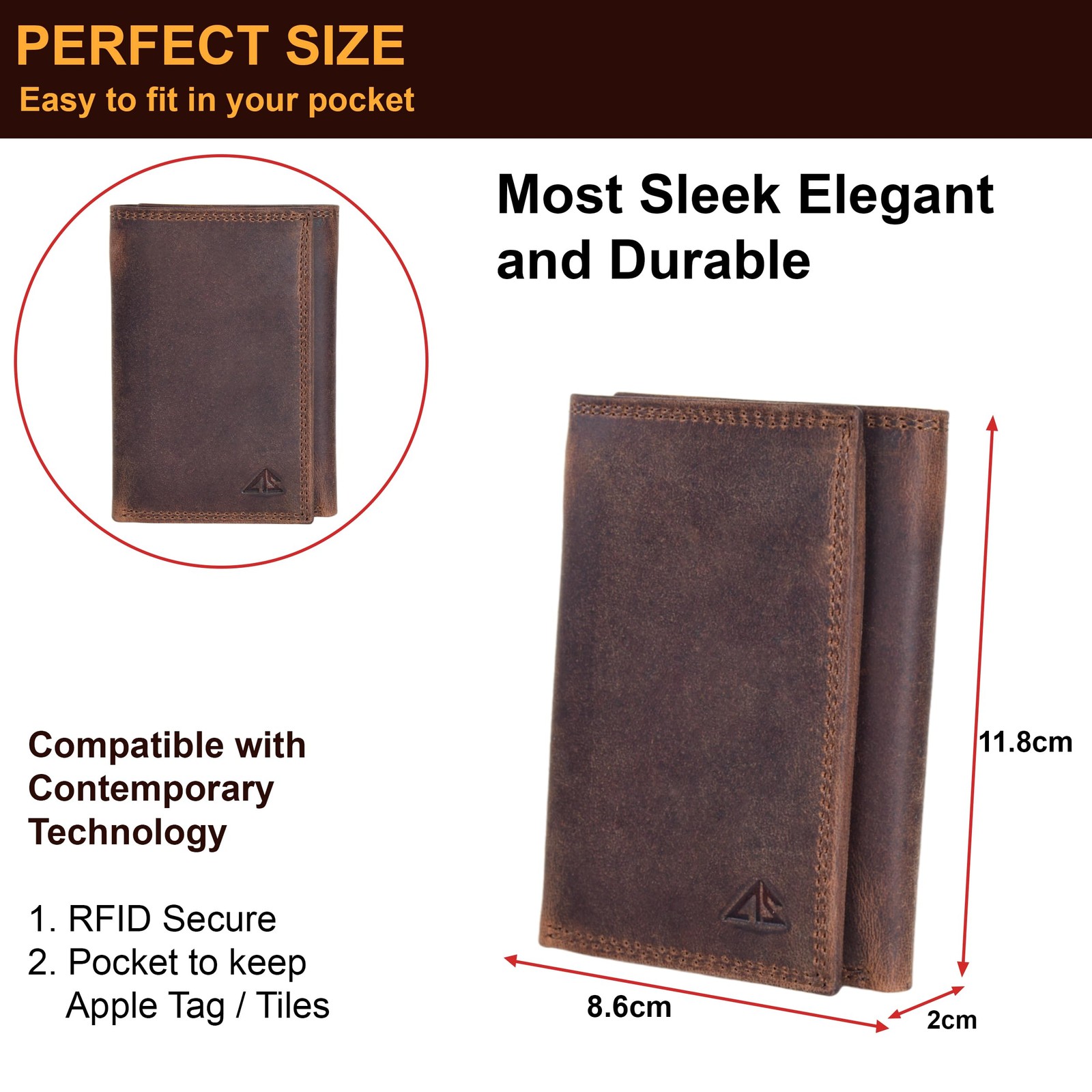 Leather Slim Everyday Trifold Wallet with ID Window and Multiple Card Slots |…