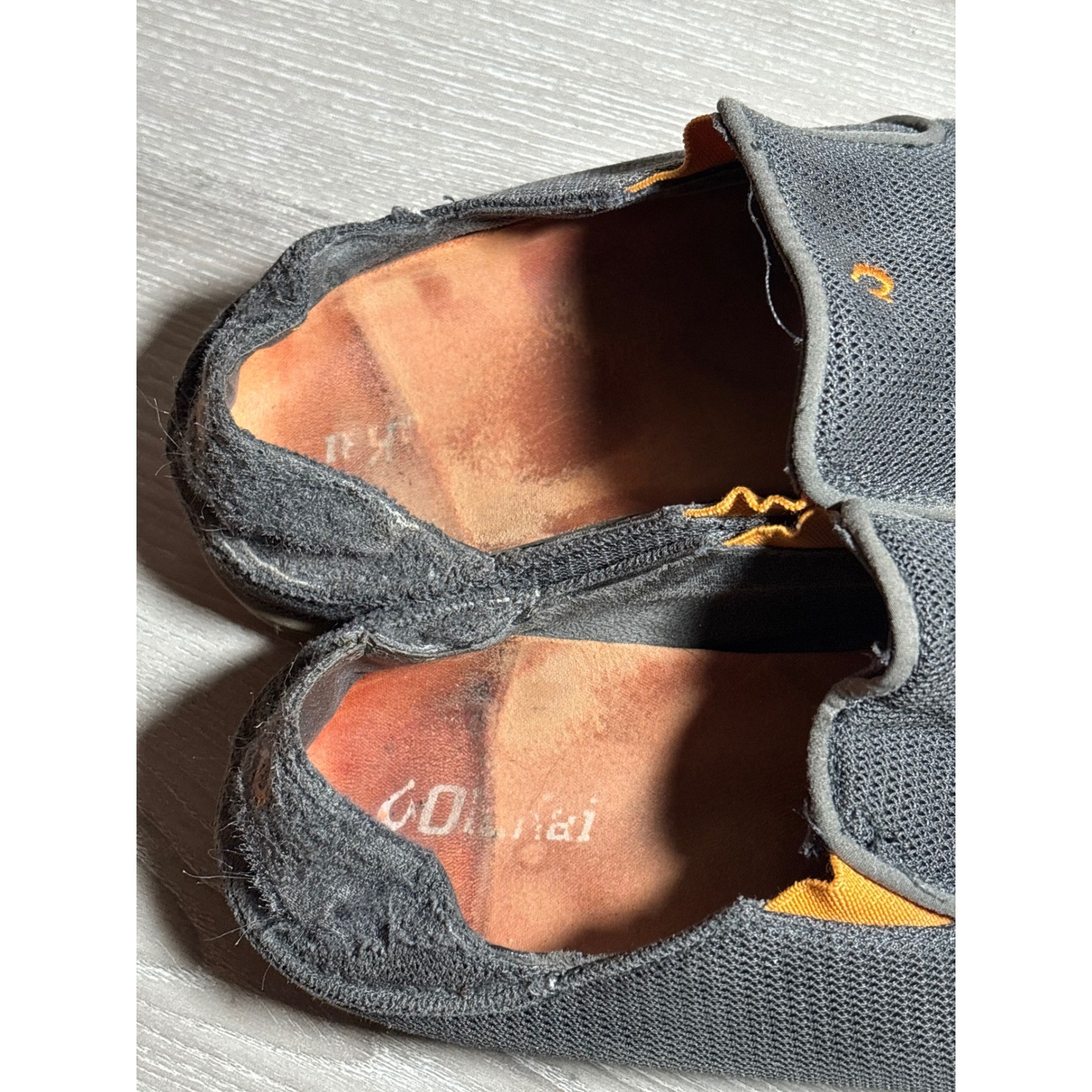 Olukai Nohea Mesh Mens 10.5 Charcoal Grey Orange Slip On Loafers 10188-4242
