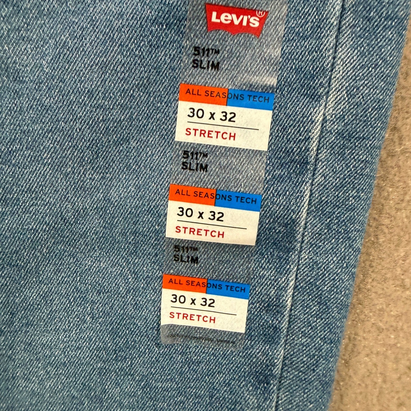 Levi’s 511 Slim Jeans Mens 30×32 Blue All Seasons Tech Stretch 045115425