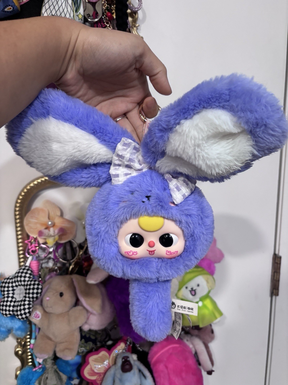 Baby Three Purple Bunny Collectible Bag Charm Doll Keychain
