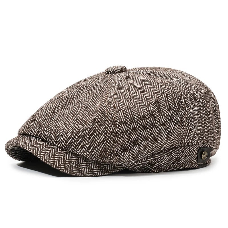 Newsboy Hat Flat Cap Driver Herringbone Tweed Plain Wool Baker Boy Classic Golf