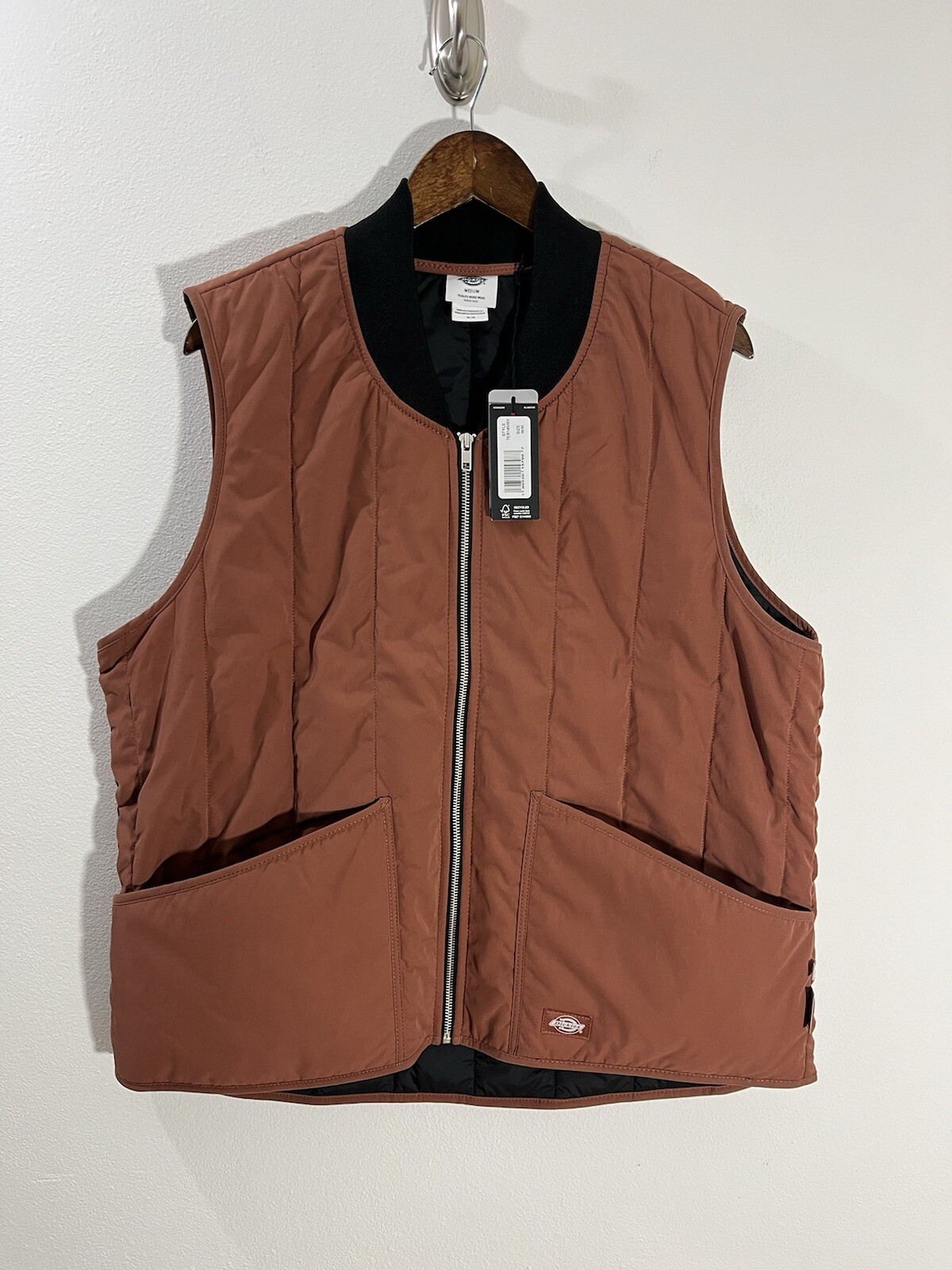 Dickies Vest Mens Medium Brown Canvas Lined Insulated Pockets Work Casual