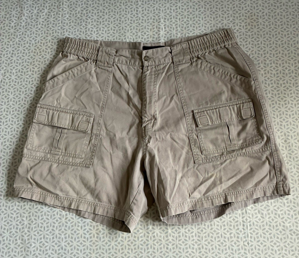 Croft & Barrow Shorts Mens 38 Beige Cargo Cotton Outdoor Hiking Camping Travel