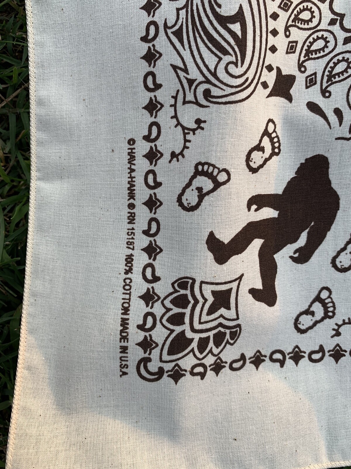 Sasquatch Natural Cotton approx. 22″x22″ Bandanna 100% Cotton USA Made Fun Gift