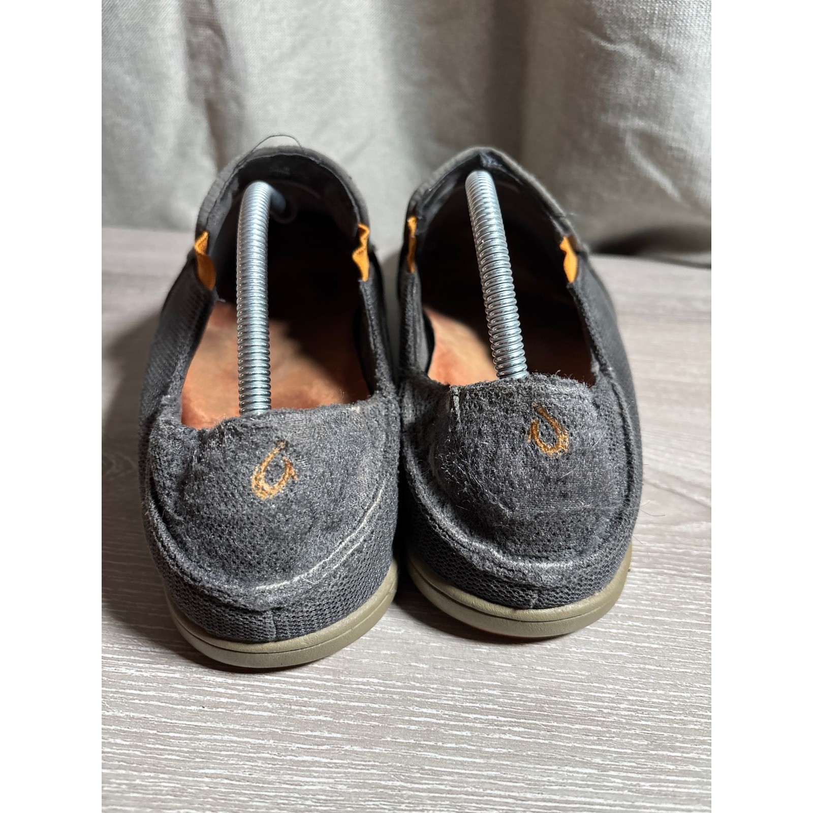 Olukai Nohea Mesh Mens 10.5 Charcoal Grey Orange Slip On Loafers 10188-4242