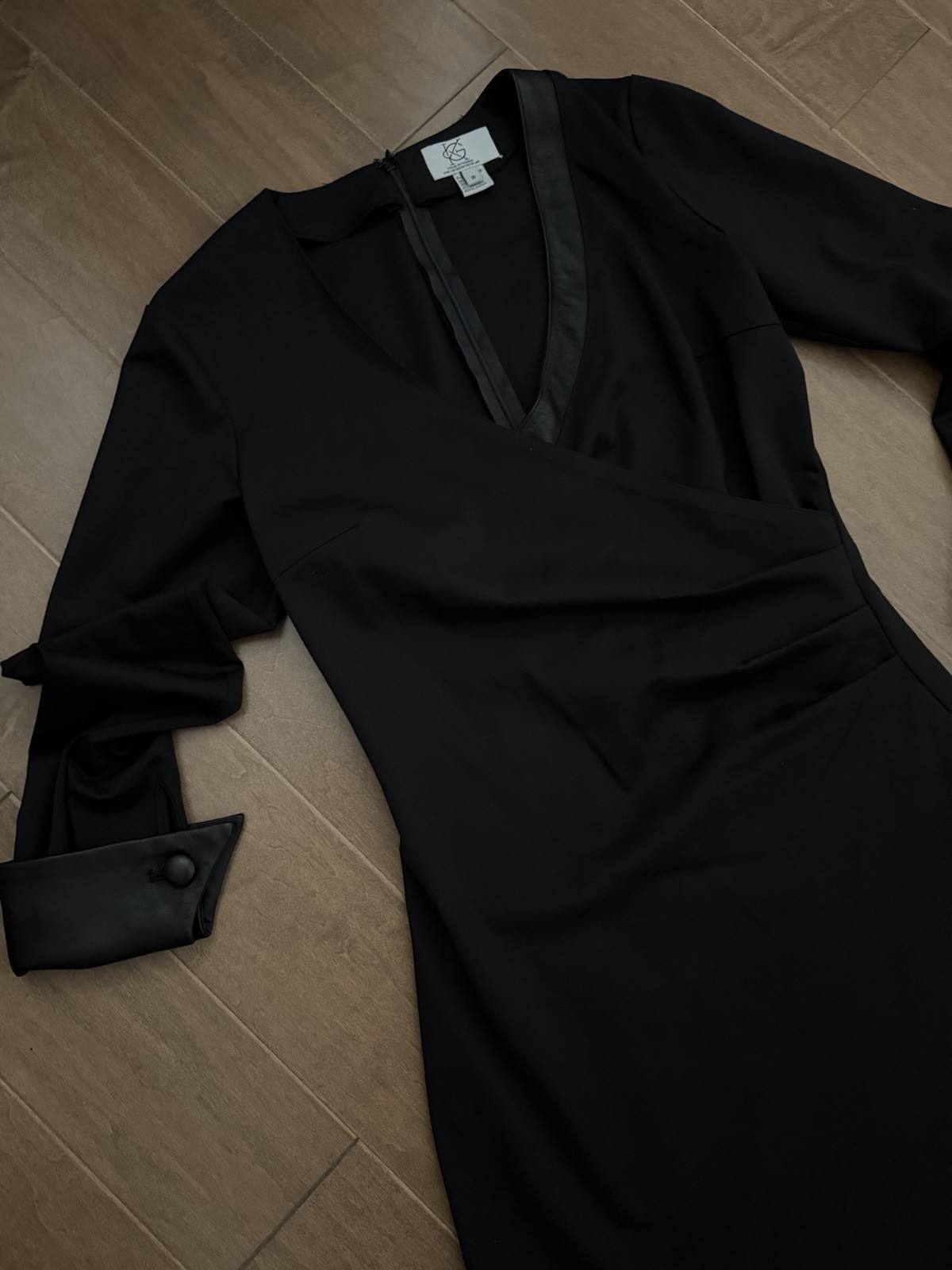 KG’s House of Fashion Ponte Di Roma Dress Black Flattering Waist Slimming sz 8 M