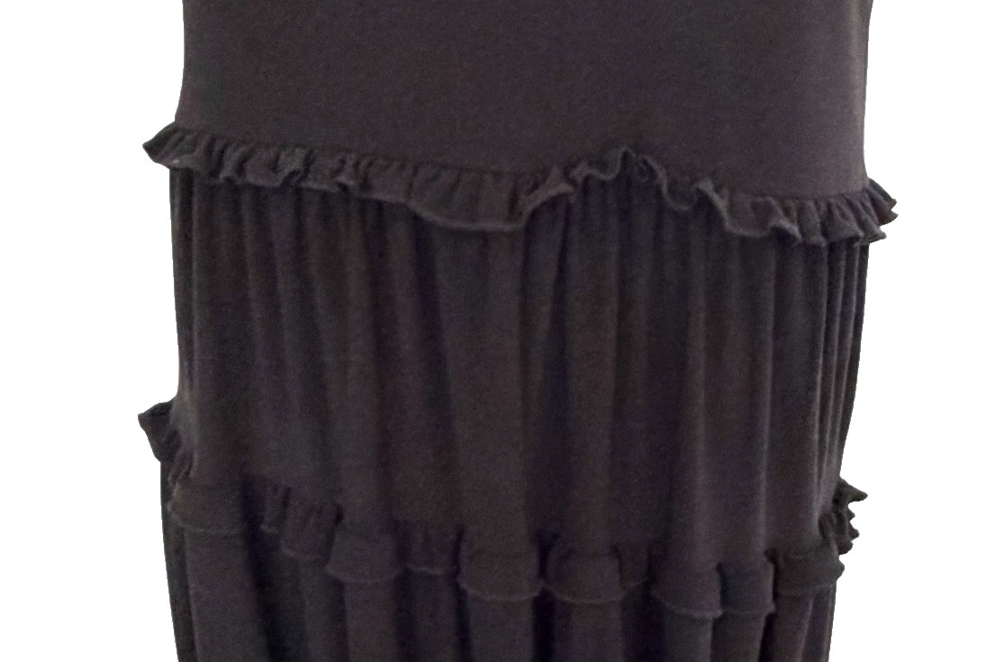 TOMMY HILFIGER Size 8 Dress Black Tiered Ruffles Sleeveless Stretch Knit Capsule