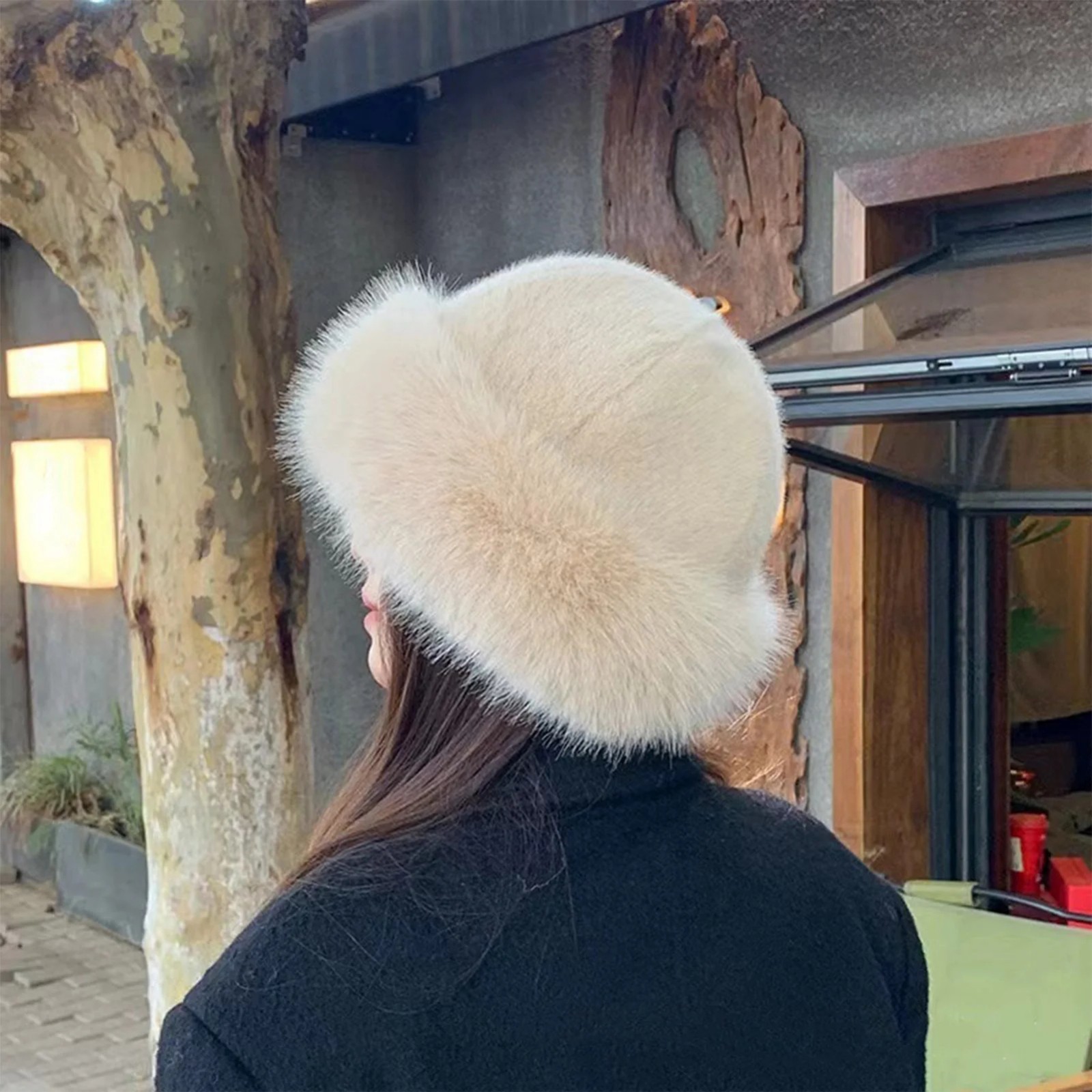 Thicken Plush Warm Fur Hat Fluffy Beanie Warm Thick Hat Mongolian Caps for