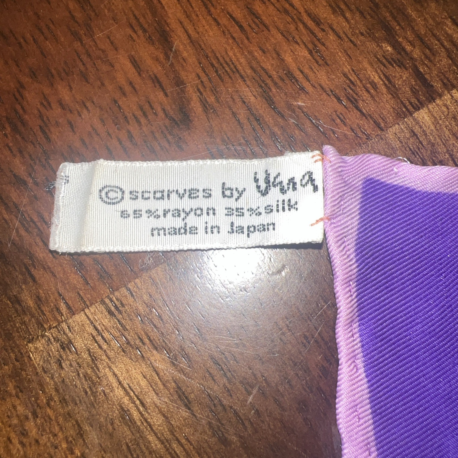 Vintage Vera Silk & Rayon Scarf – purple Dots – purple Border – 25×25”
