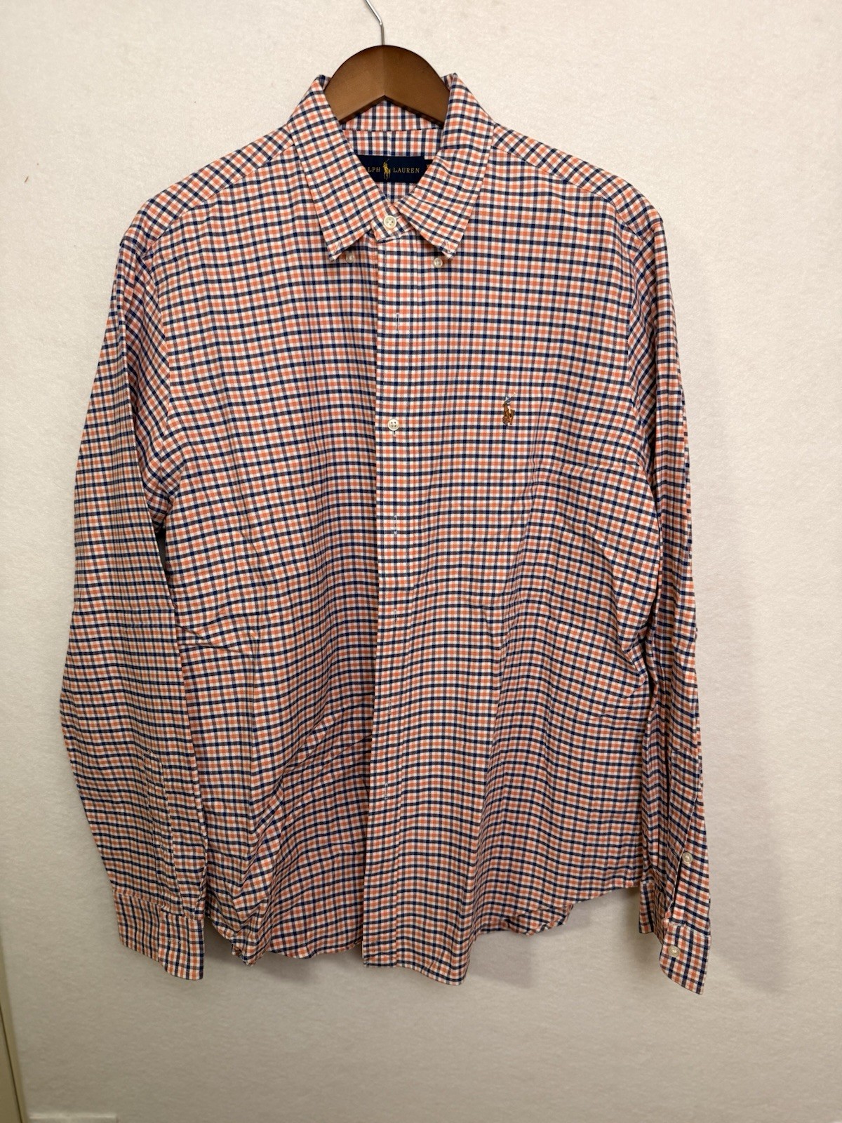 Ralph Lauren EUC Orange Blue White Grid Cotton XL