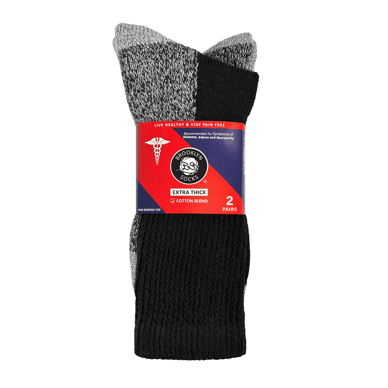 Diabetic Slipper Socks, Extra Thick Cotton Cushioned Crew Socks (Size 10-13)