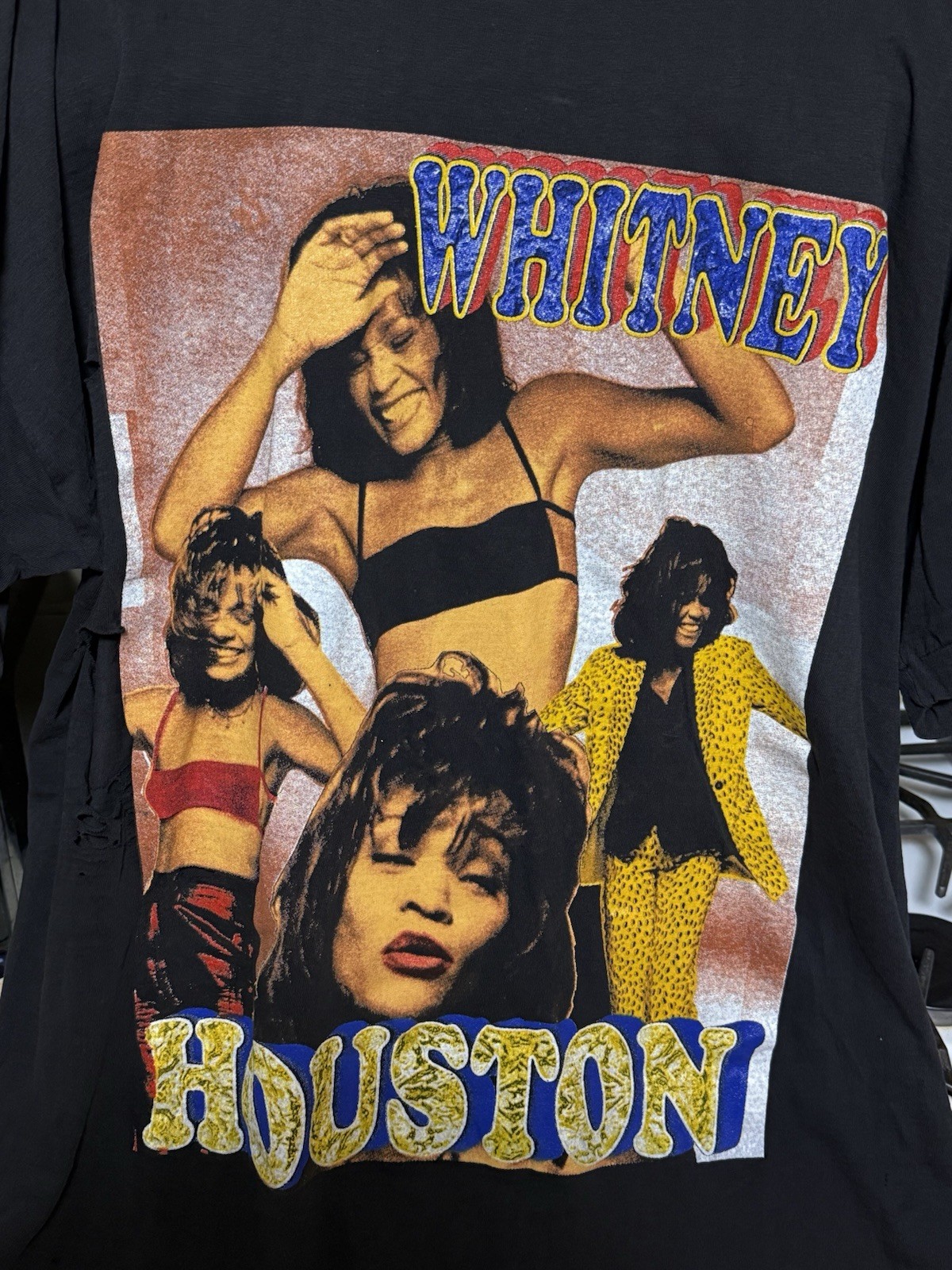 Dry Rot Vintage 90s Whitney Houston Rap Tee Not Wearable For Display Sold As Is