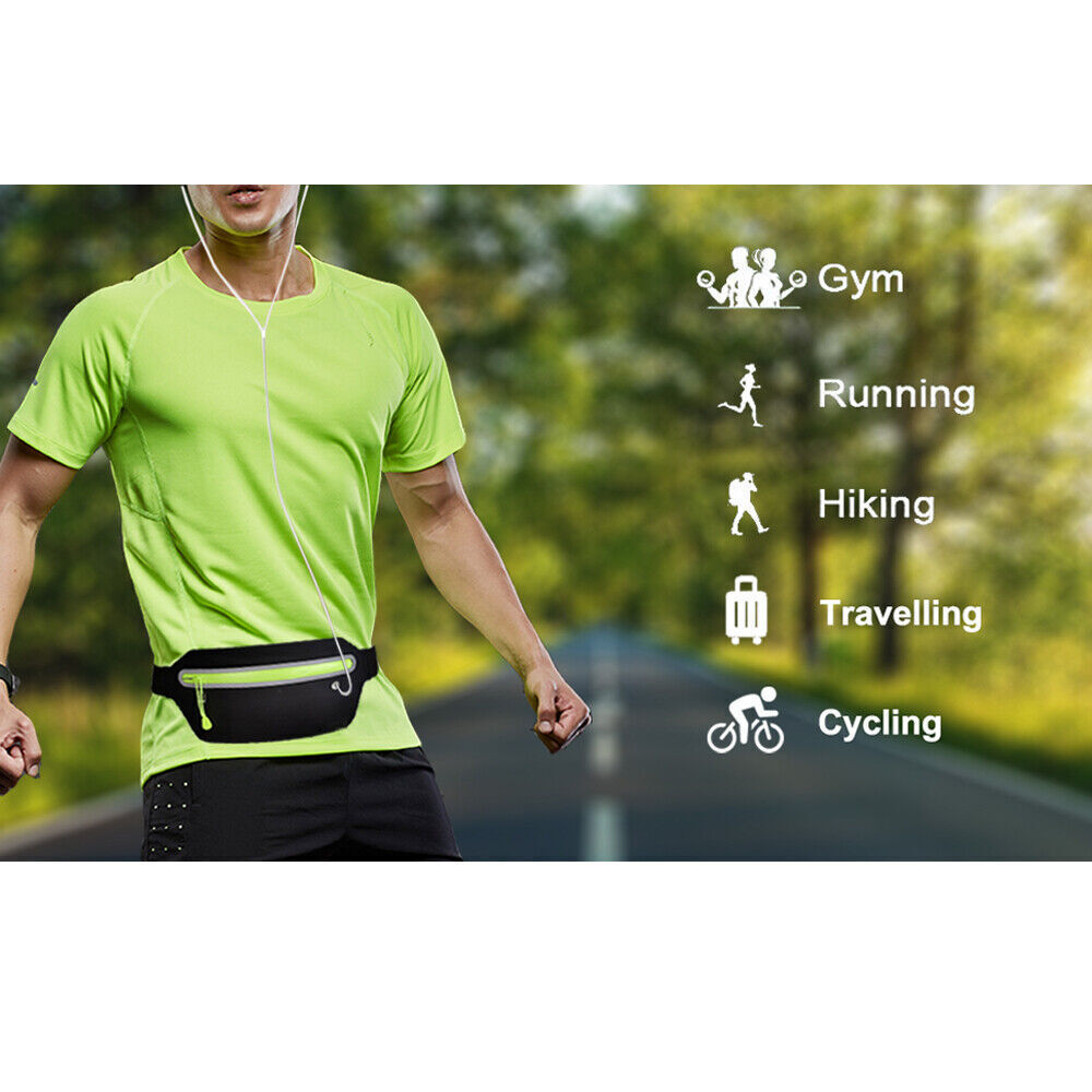 Reflective Running Belt Fanny Pack Waist Pouch Outdoor Camping Hiking Zip Bag
