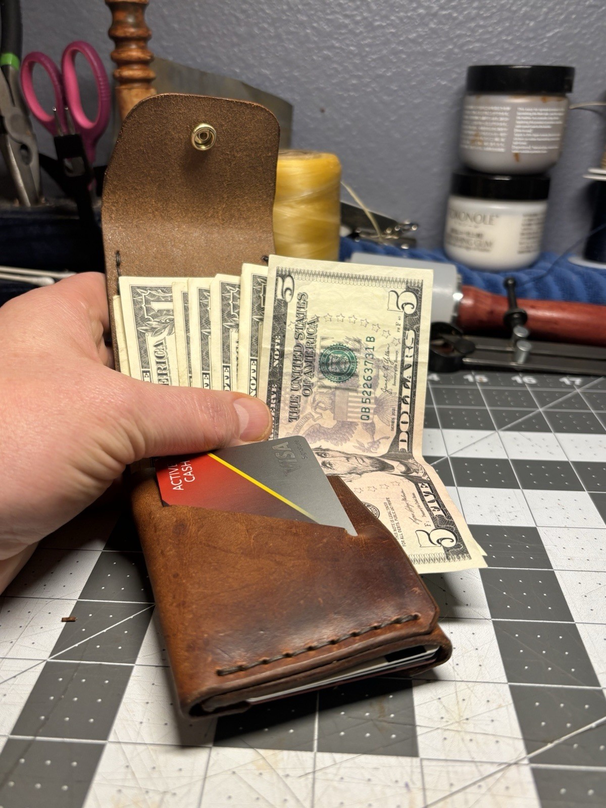 Handmade Leather Vertical Pocket Bifold Wallet – Slim & Durable