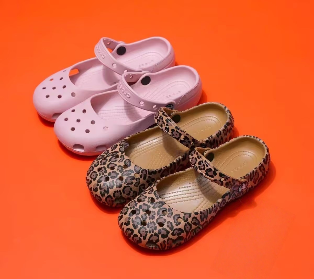 Womens Crocs Classic Leopard Print Ballet Flat Clog-Choose Color