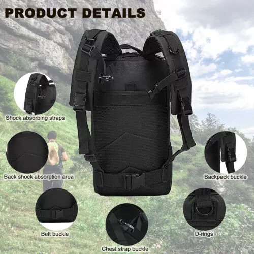 30L Military Tactical Backpack Rucksack Camping Hiking Shoulder Bag Travel