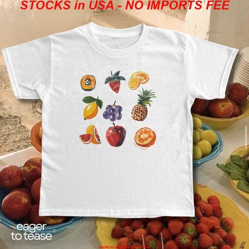 Fruit Baby Tee Aesthetic Simple Graphic Y2K Scrapbook Collage Womens Crop Top