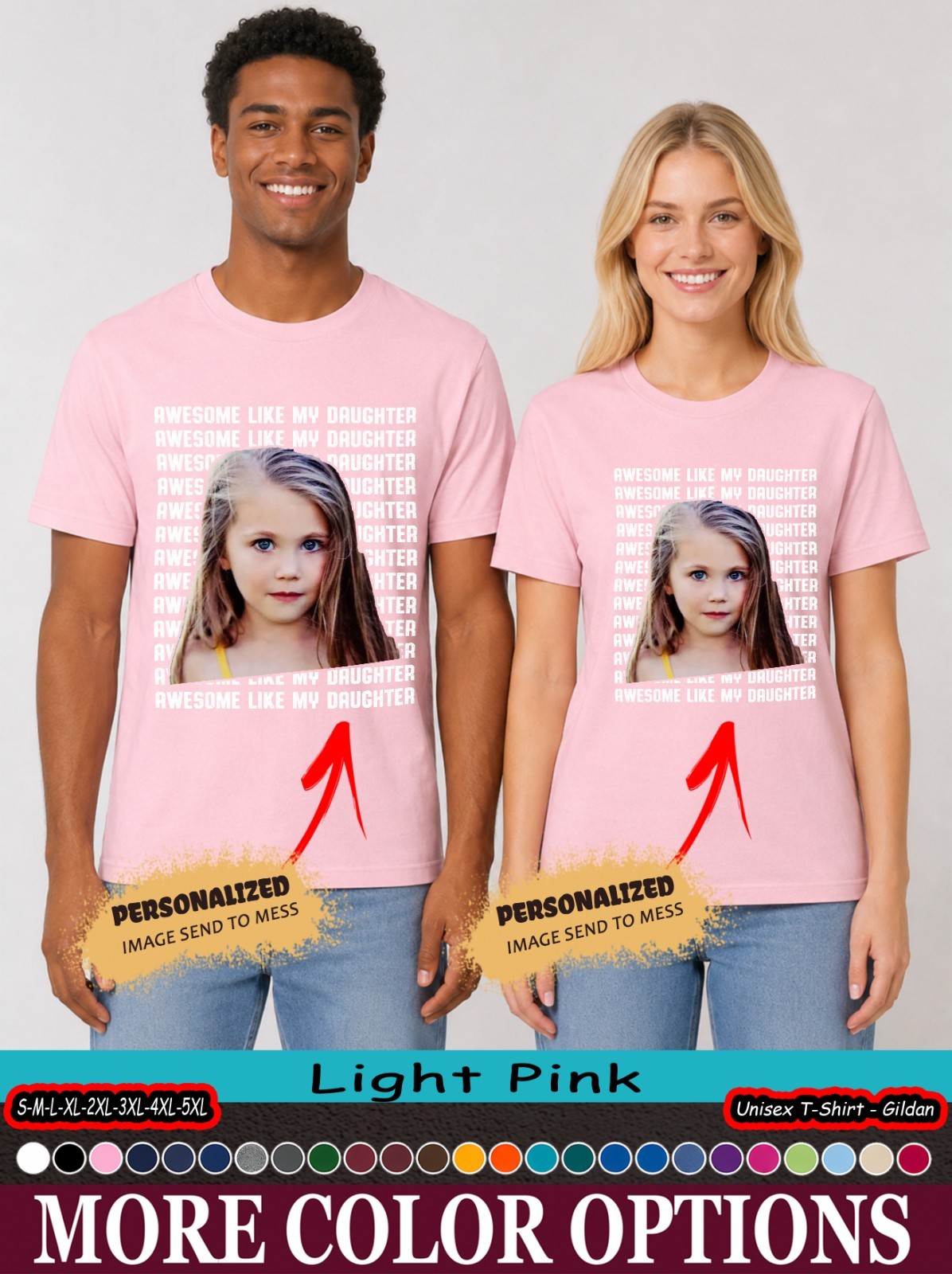 Custom Photo Awesome Like My Daughter Tee, Funny Dad Daughter Matching Family