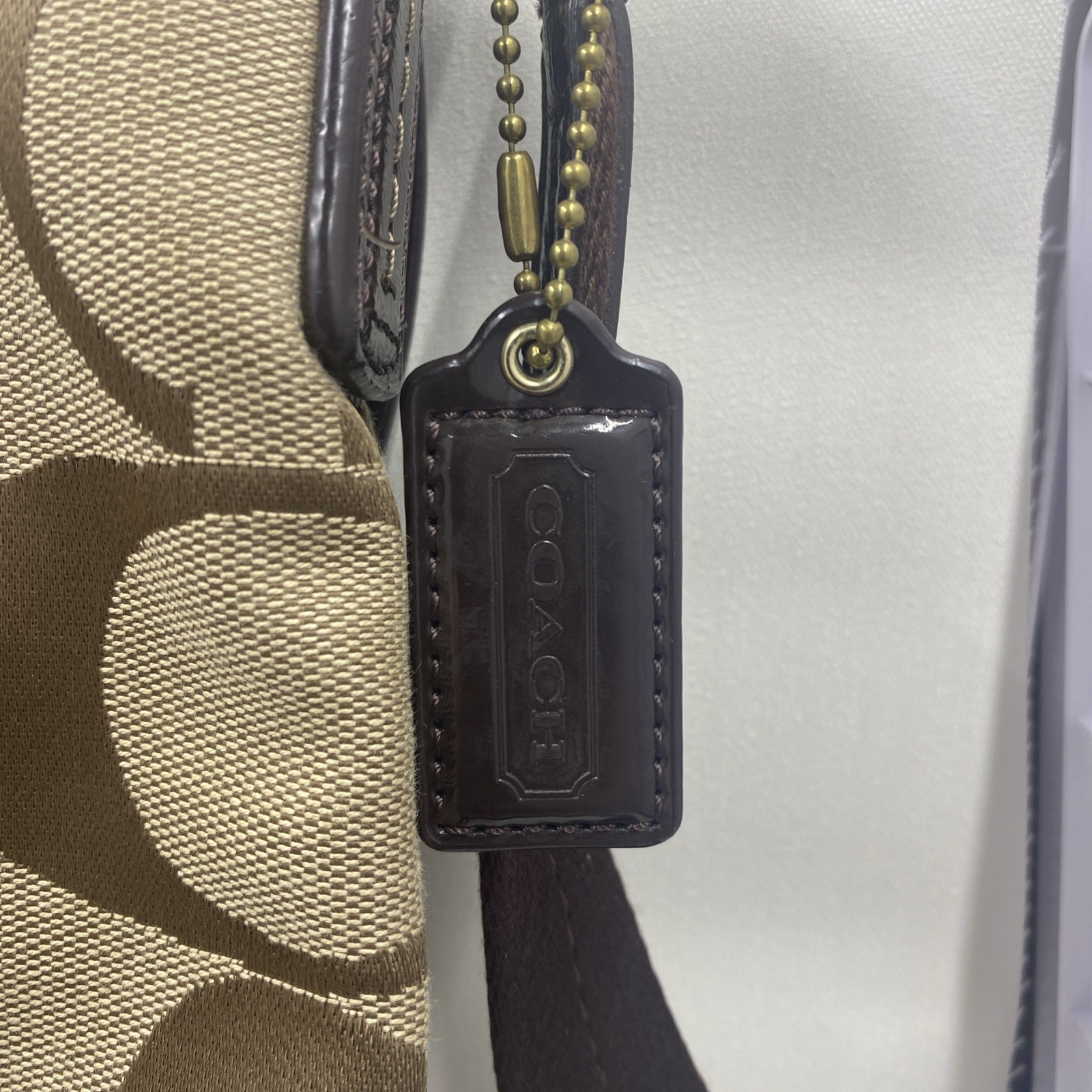 Coach Signature Stripe Shoulder Bag Crossbody Swingpack Brown