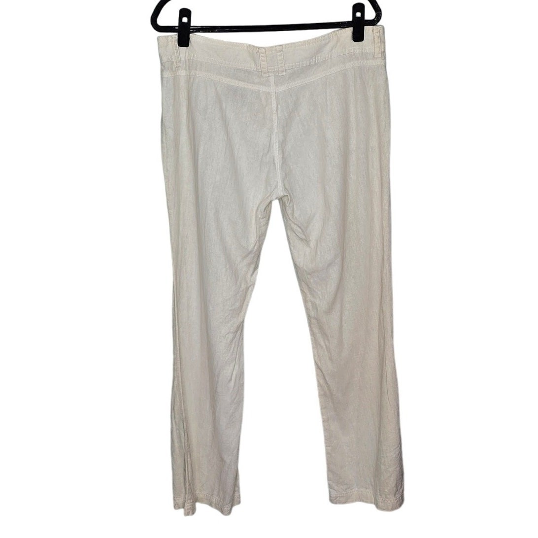 Susie Rose Linen Blend Pants Juniors 13 Cream Straight Leg Casual Summer Coastal