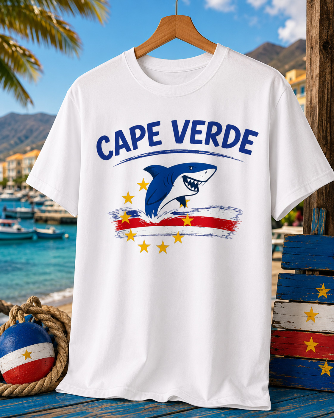 Cape Verde Flag Verdean Day Football Mens Light Cotton T-Shirt
